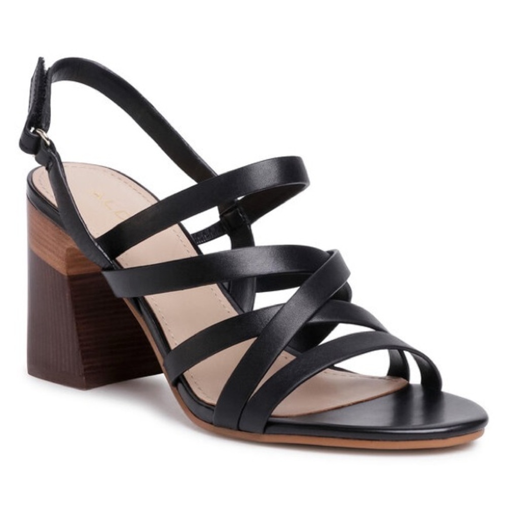 Aldo Dindiloa Black Strappy Block Heel Sandal - Women